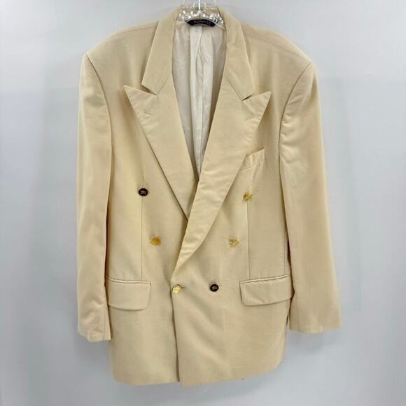 Vintage Burberry's Wool Double Breasted Blazer Jacket Ivory Cream No Size Union - Picture 1 of 10